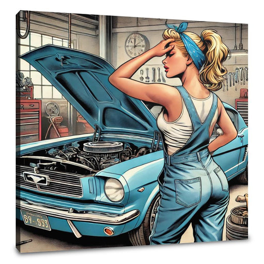 Retro Mustang Repair Canvas - Main Image