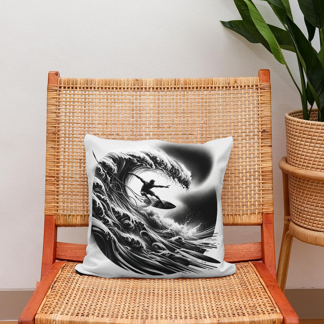 Surge of the Silver Wave Cotton Cushion - Secondary Image 2