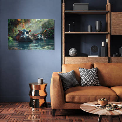 Hippo Family Reverie Canvas - Secondary Image 3