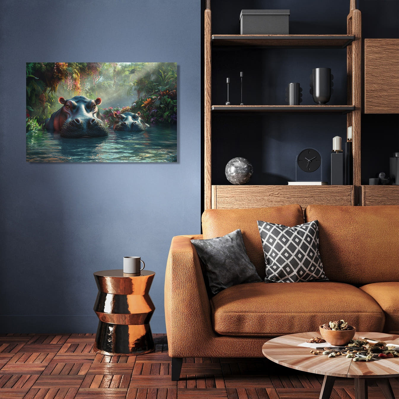 Hippo Family Reverie Canvas - Secondary Image 3