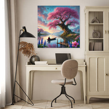 Tranquil Blossom Lake Canvas - Secondary Image 4
