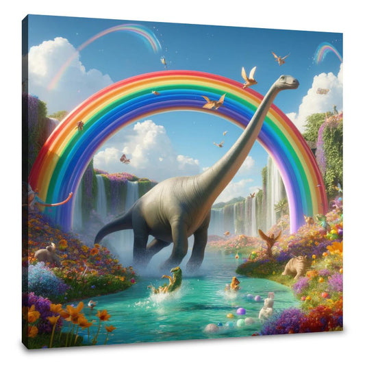 Brachiosaurus Rainbow Slide Canvas - Main Image