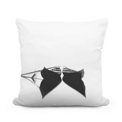 Twin Boats at Rest Cotton Cushion - Main Image
