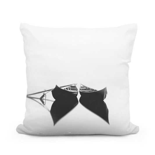 Twin Boats at Rest Cotton Cushion - Main Image