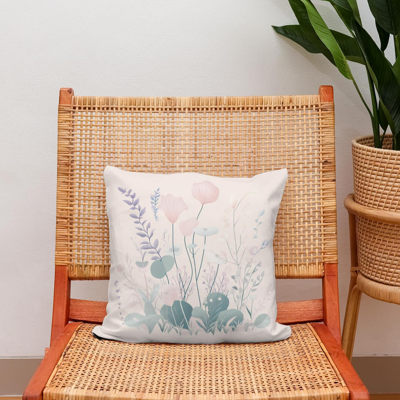 Vanilla Pastel Botanical Cotton Cushion - Secondary Image 2