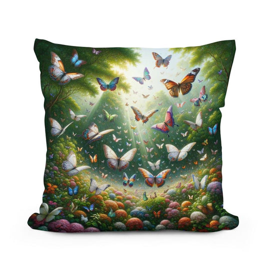 Butterfly Garden Dance Cotton Pillow - Main Image