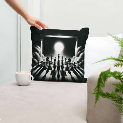 Strategic Shadows: Chessboard Cotton Cushion - Secondary Image 5