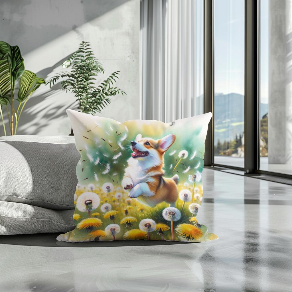 Corgi Whimsy Cotton Cushion - Secondary Image 3