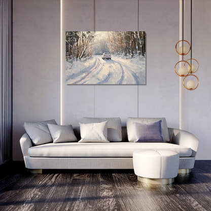 Snowy Car on Winter Canvas - Secondary Image