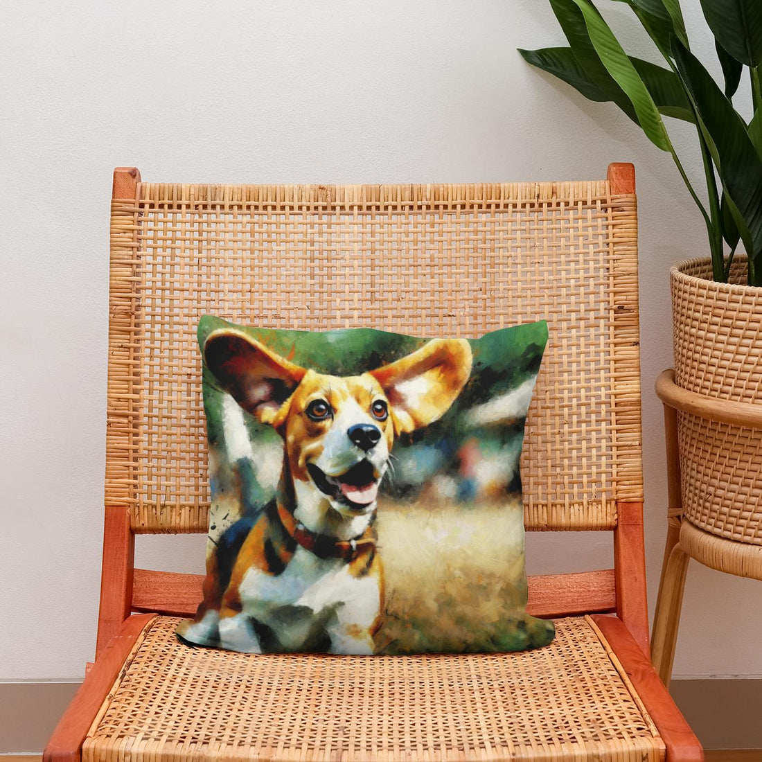 Joyful Beagle Escapade Cotton Cushion - Secondary Image 2