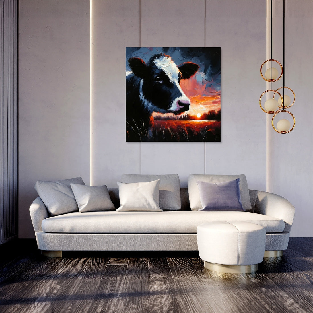 Dusk Solitude Cow Canvas - Secondary Image