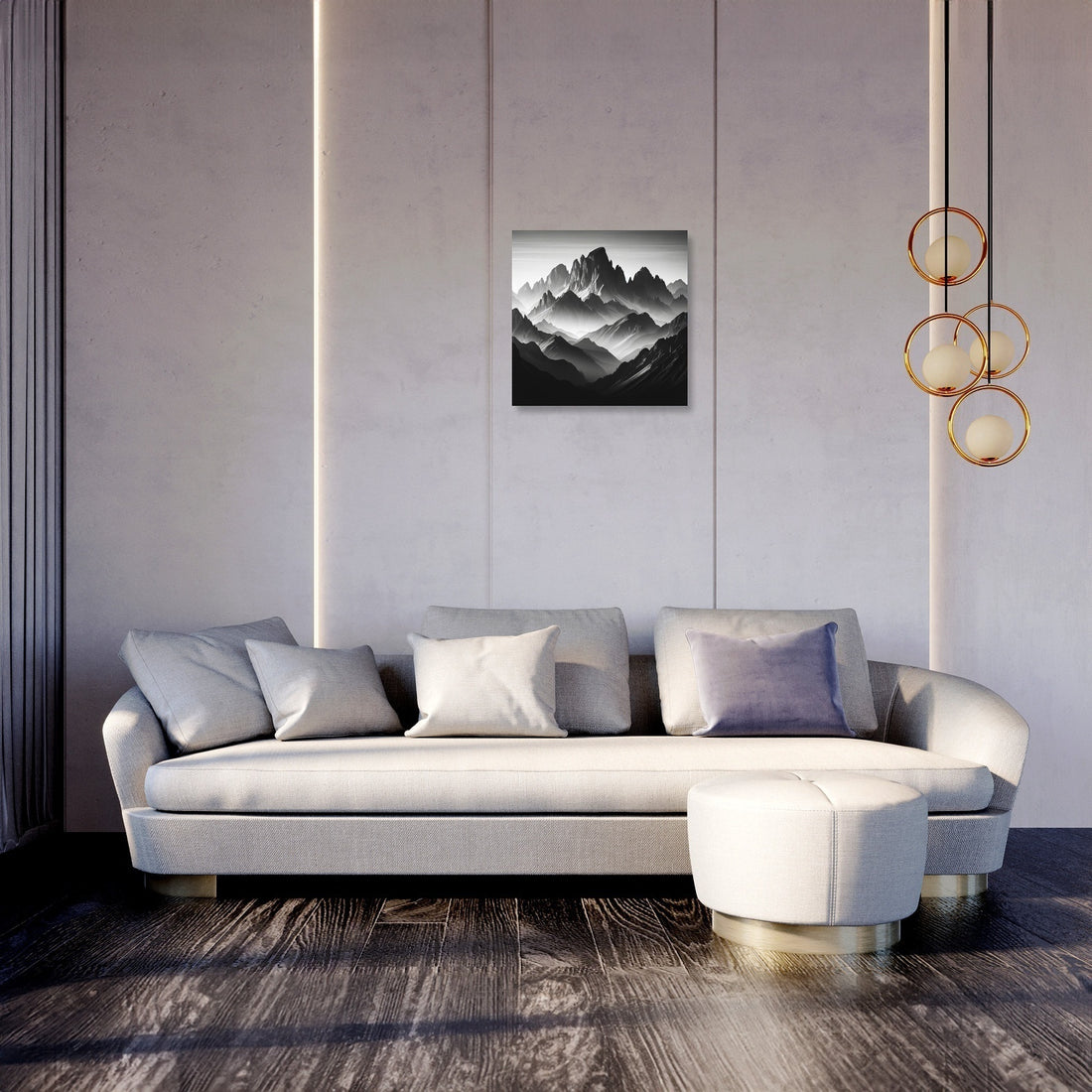 Dawn's Majesty: Mountain Silhouette Canvas - Secondary Image