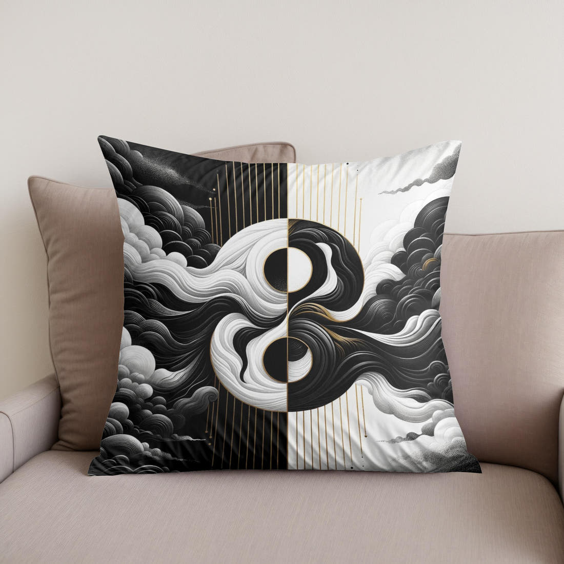 Harmony in Contrast Cotton Cushion - Secondary Image