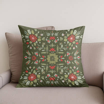 Olive Blossom Cotton Cushion - Secondary Image