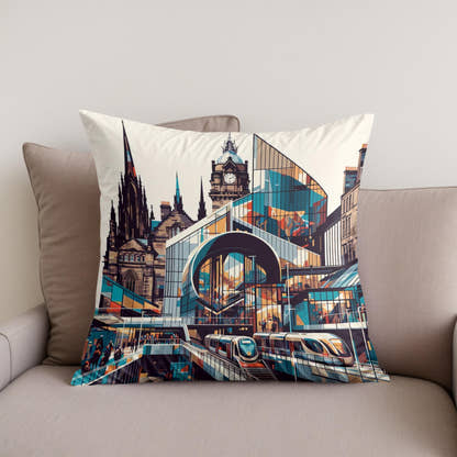 Modern Art Hub Edinburgh Cotton Cushion - Secondary Image