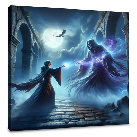 Sorcerer's Moonlit Duel Canvas - Main Image