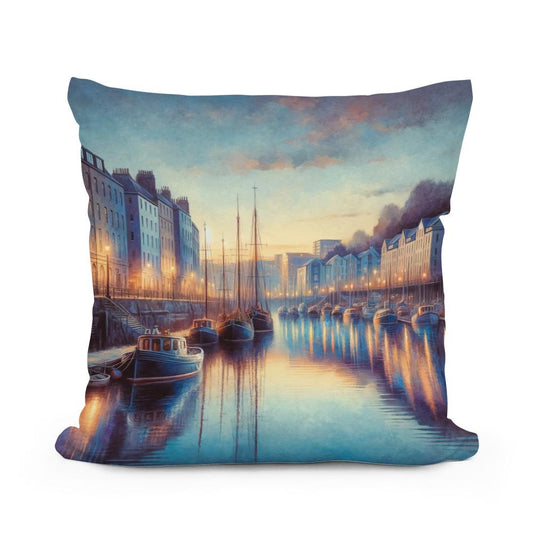 Bristol Harbourside Dusk Cotton Cushion - Main Image