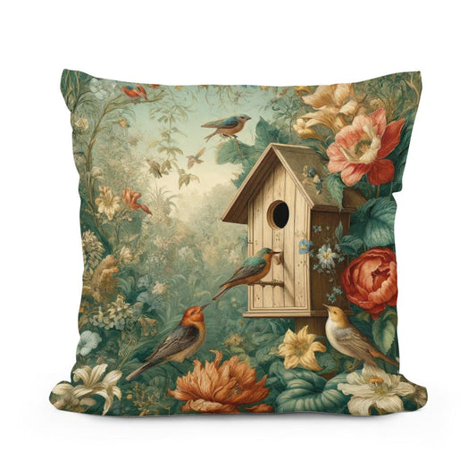 Springtime Nest Haven Cotton Pillow - Main Image
