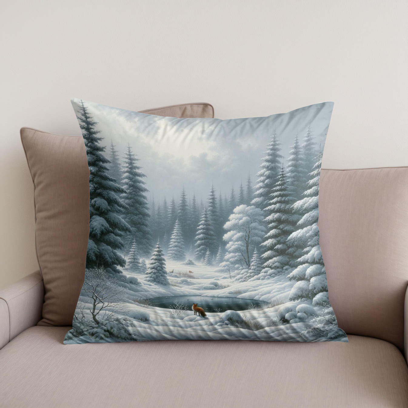 Winter's Whisper Cotton Cushion - Secondary Image