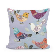 Lavender Folk Birds Cotton Cushion - Main Image