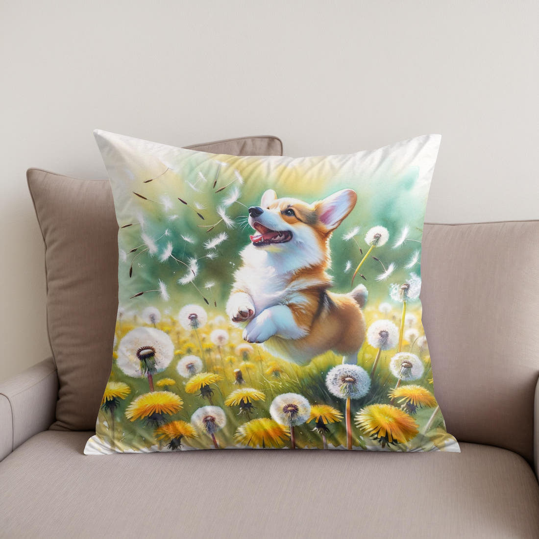 Corgi Whimsy Cotton Cushion - Secondary Image