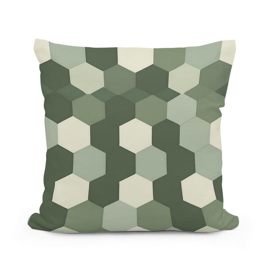 Olive Celadon Hexagon Cotton Cushion - Main Image