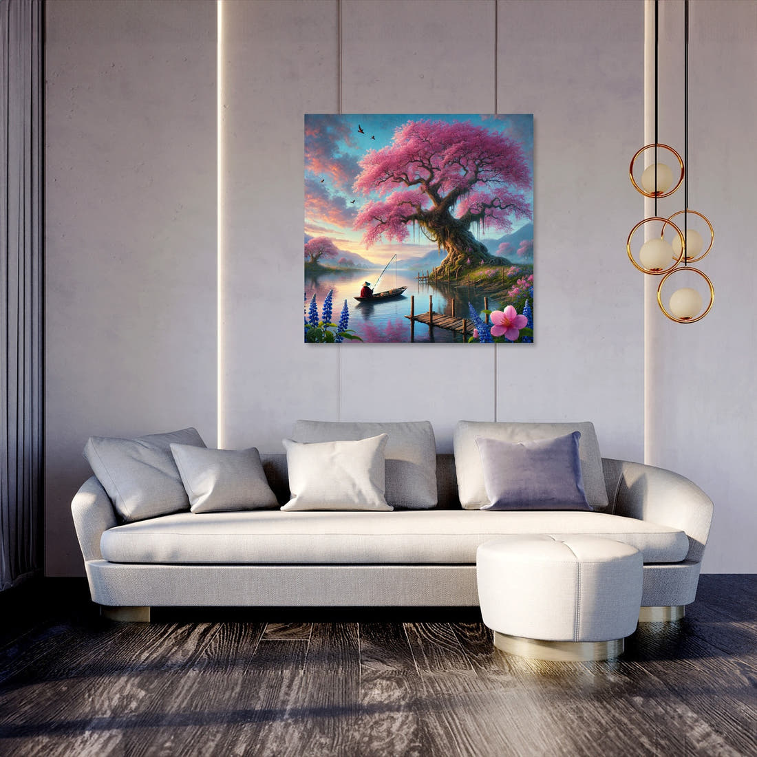 Tranquil Blossom Lake Canvas - Secondary Image