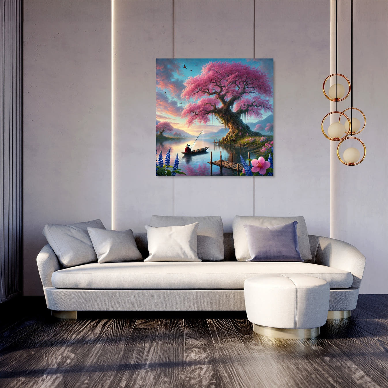 Tranquil Blossom Lake Canvas - Secondary Image