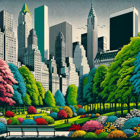 60s Urban Park Pop Cotton Cushion