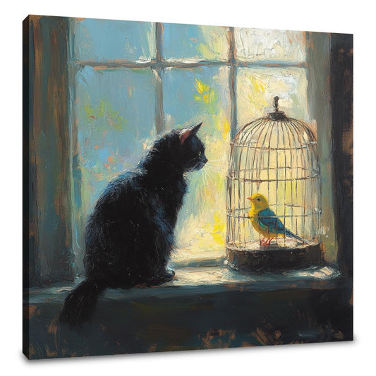 Cat and Canary Standoff Canvas - Main Image