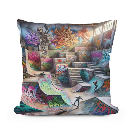 Hidden Skatepark Graffiti Haven Cotton Cushion - Main Image