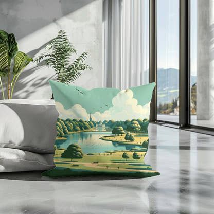 London Hyde Park Minimalist Tranquility Cotton Cushion - Secondary Image 3