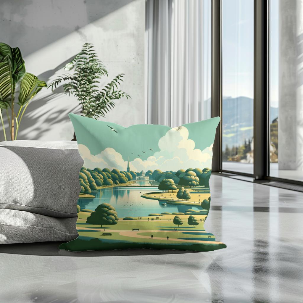 London Hyde Park Minimalist Tranquility Cotton Cushion - Secondary Image 3