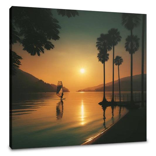 Lakeside Dusk Solitude Canvas - Main Image