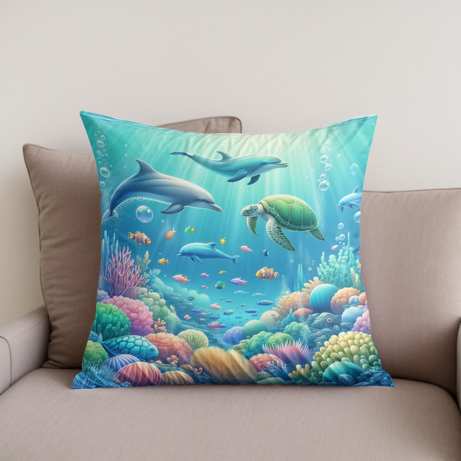 Underwater Wonderland Cotton Pillow - Secondary Image