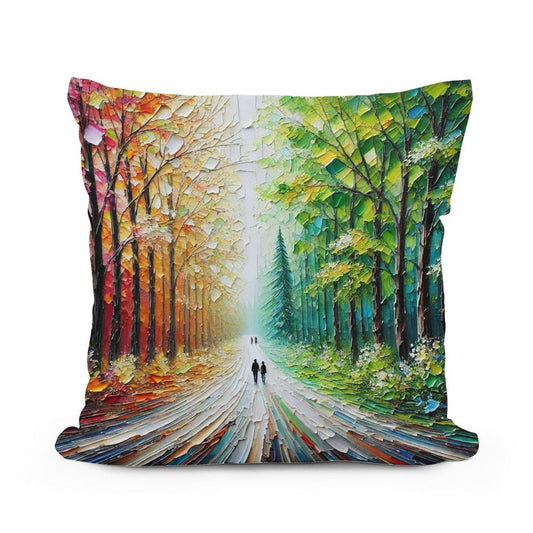 Seasons Pathway Cotton Pillow - Main Image