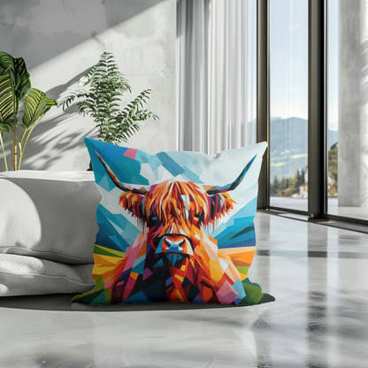 Cubist Highland Cow Essence Cotton Cushion - Secondary Image 3