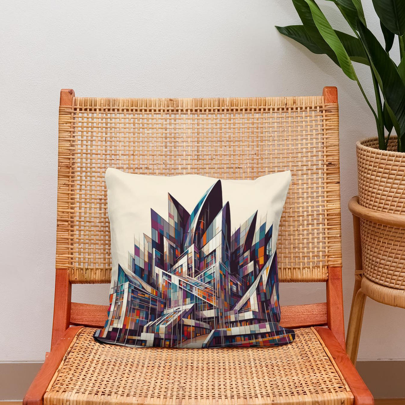 Edinburgh Scottish Parliament Abstract Vision Cotton Cushion - Secondary Image 2