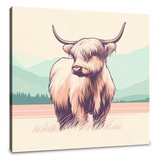 Pastel Highland Cow Minimalism Canvas - Main Image