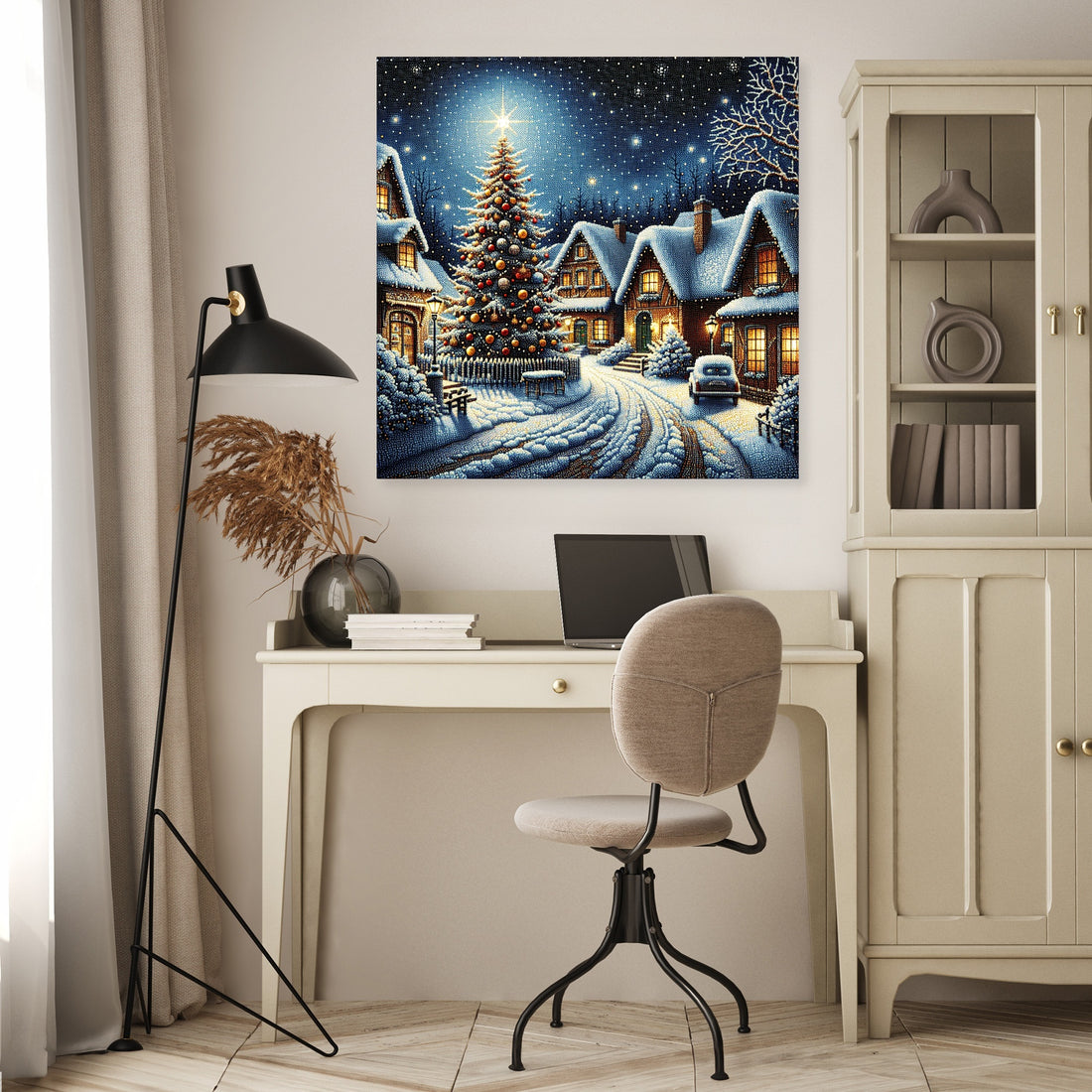 Winter's Melancholy Village Canvas - Secondary Image 4