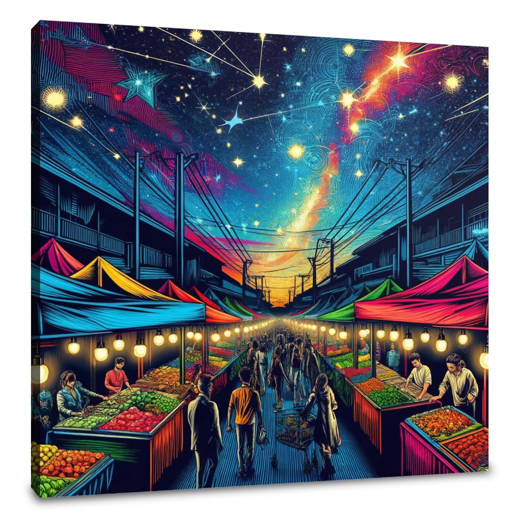 Pop Art Night Bazaar Canvas - Main Image