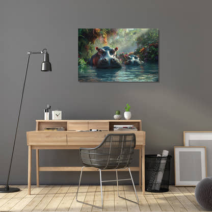 Hippo Family Reverie Canvas - Secondary Image 5