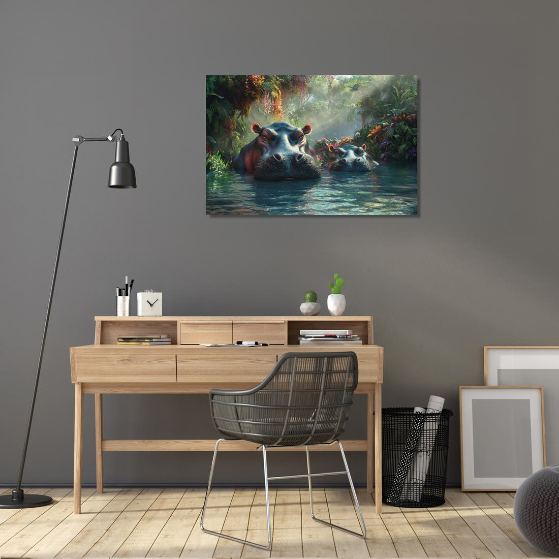 Hippo Family Reverie Canvas - Secondary Image 5