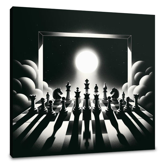 Strategic Shadows: Chessboard Canvas - Main Image