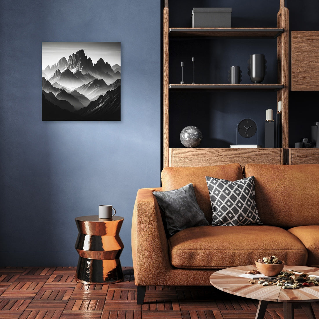 Dawn's Majesty: Mountain Silhouette Canvas - Secondary Image 3