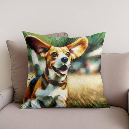Joyful Beagle Escapade Cotton Cushion - Secondary Image