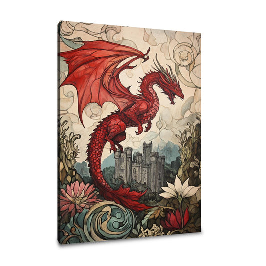Dragon's Majesty Over Caernarfon Canvas - Main Image