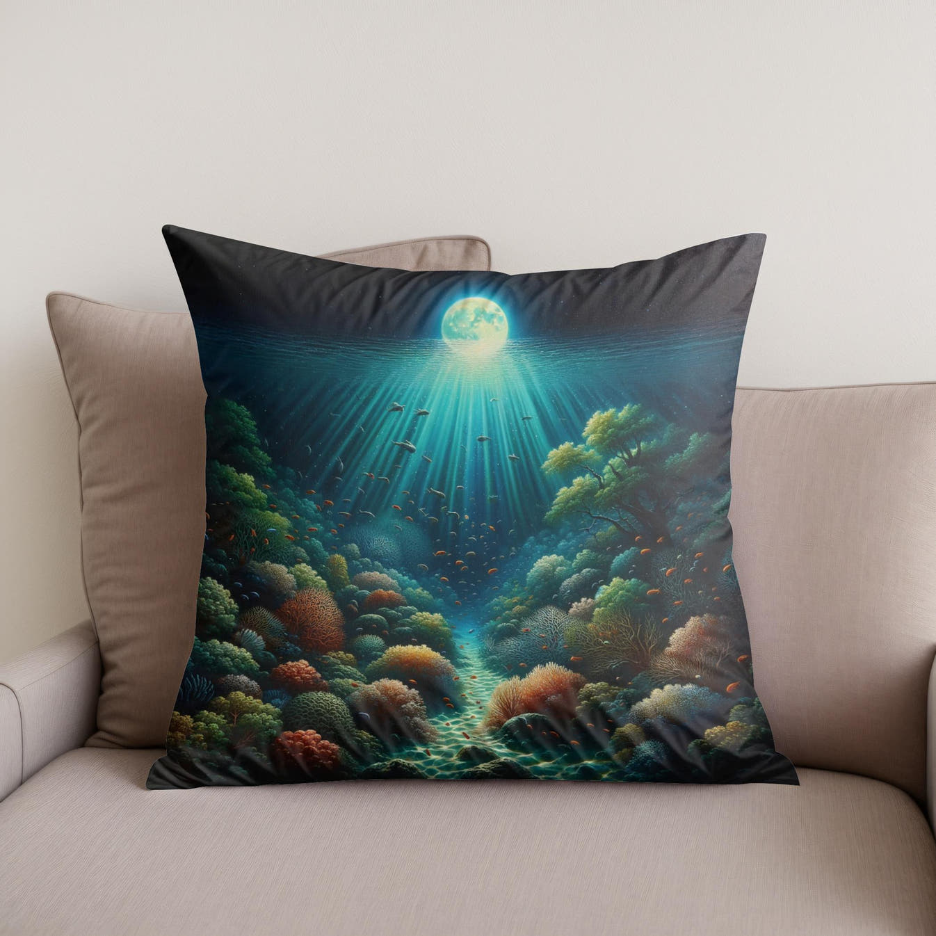 Moonlit Reef Cotton Cushion - Secondary Image