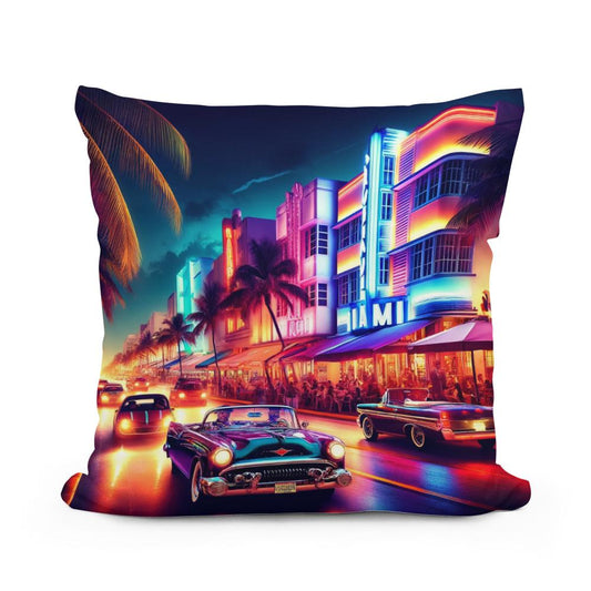 Miami Neon Majesty Cotton Pillow - Main Image