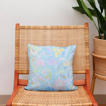 Pastel Folk Blossoms Cotton Cushion - Secondary Image 2
